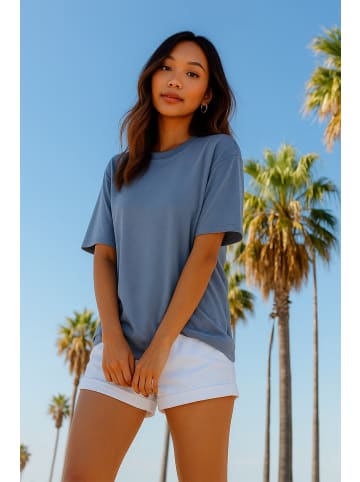 Reichstadt Reichstadt Regular Fit T-Shirt Damen Shoulder Drop 25RSW071 Light Blue L