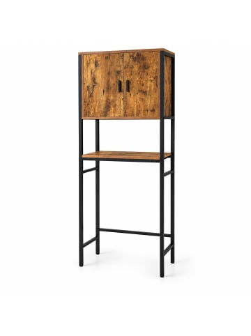 relaxdays Waschmaschinenschrank Braun/ Schwarz - (B)64 x (H)170 x (T)27 cm