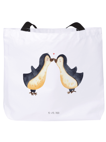 Mr. & Mrs. Panda Tote Bag Pinguin Liebe ohne Spruch in Weiß