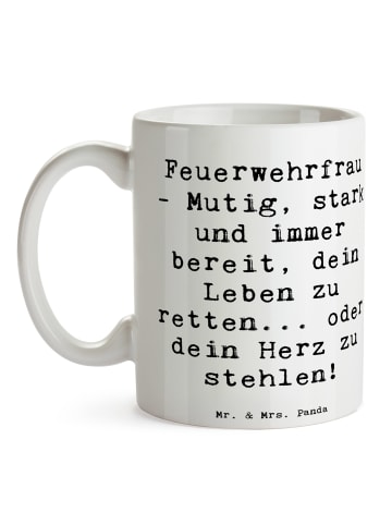 Mr. & Mrs. Panda Porzellantasse Spruch Feuerwehrfrau Heldin mit ... in Weiß