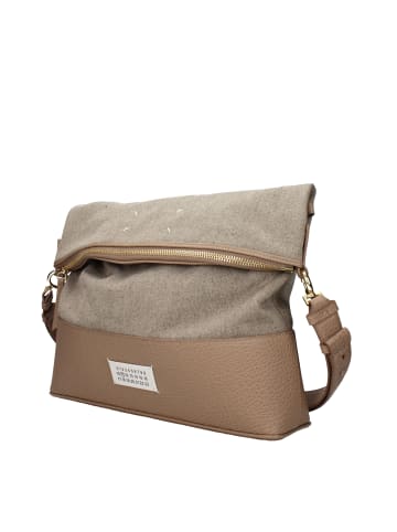 Beige Stoff Schulter Tasche