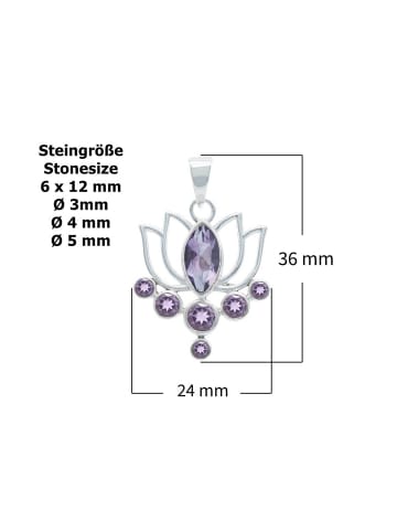 mantraroma 925er Silber - Ketten (L) 24 x (B) 36 mm mit Amethyst facettiert