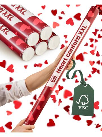 Partyjoker 5er Set XXL Konfettikanonen Herzen Rot – Viel Inhalt