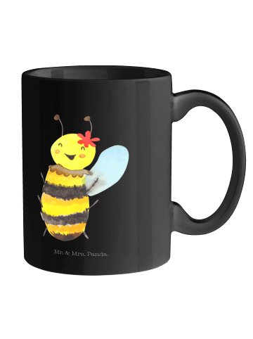 Mr. & Mrs. Panda Kaffeebecher Biene Happy ohne Spruch in Schwarz