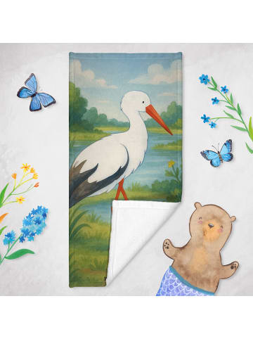 Mr. & Mrs. Panda Handtuch Storch Design ohne Spruch in Gelb Pastell