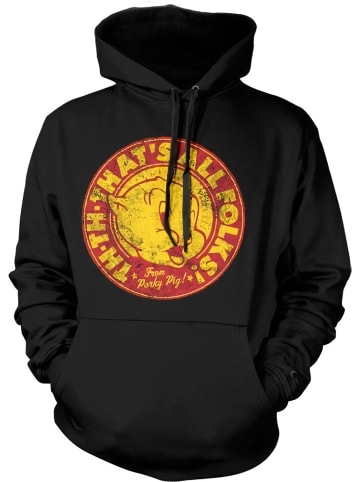 Looney Tunes  Hoodie "Porky Pig Thats All Folks Hoodie" in Schwarz