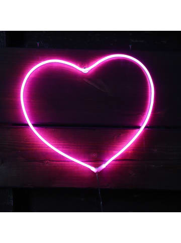 MARELIDA LED Herz Neon Schild Dekoleuchte Neonlicht Dekoobjekt pinkes Herz 27cm