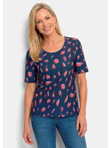 GOLDNER Sommershirt mit Tupfenmuster in dunkelblau / koralle / gemustert