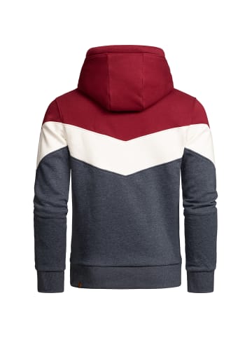 Amaci&Sons Kapuzenpullover BOISE in Bordeaux/Weiß/Blau