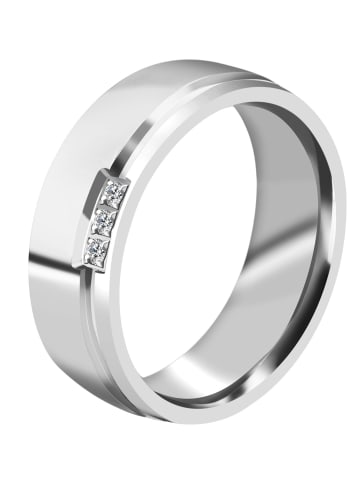 Adeliás Damen Ring aus Edelstahl mit Zirkonia in silber