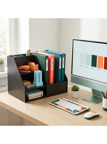 relaxdays Schreibtisch Organizer in Schwarz - (B)33,5 x (H)28 x (T)26,5 cm