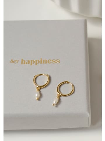 Hey Happiness Vergold. Creolen Perlen Anhänger 925 Sterlingsilber in Gold