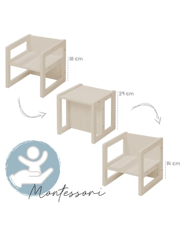 roba Kinder-Wendehocker & Stuhl, 3 Sitzhöhen, Beige/Cashmere