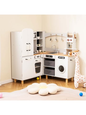 COSTWAY Eck Spielküche inkl. 12 Zubehör in Weiß