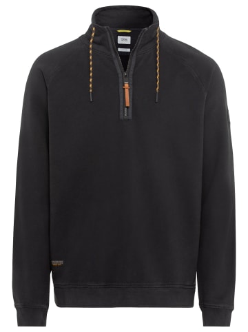 Camel Active Sweatshirt mit Stehkragen aus reiner Baumwolle in Schwarz