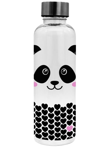 Geda Labels Trinkflasche Panda Gesicht in Schwarz - 500 ml