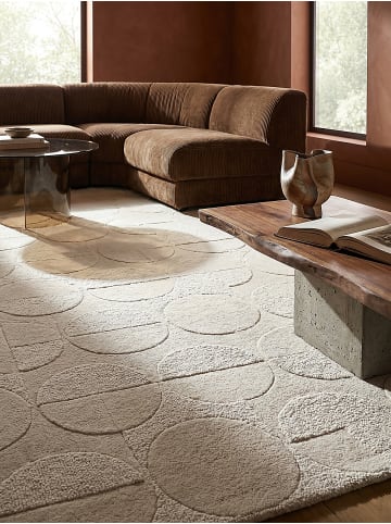 KADIMA DESIGN Teppich Wolle Handgetuftet DEBEN Geometrisch Wohnzimmer Modern in Natur