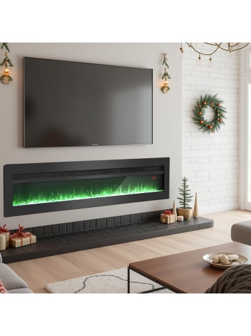 Tphecda Elektrokamin mit Heizung Einbau 50 Zoll 12 Farben in Schwarz