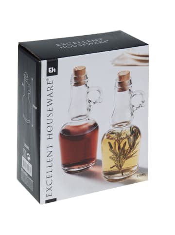 Excellent Houseware Olivenöl- und Essigspender, 2er-Set, 250 ml in Transparent, 8 x 19 x 15 cm