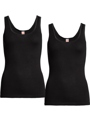Con-ta Baumwolle, Feinripp Unterhemd 2er-Pack in schwarz