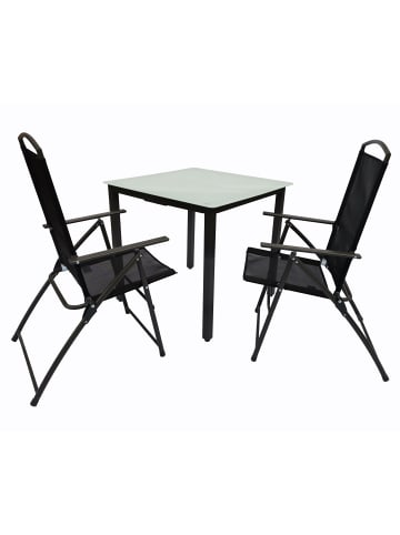 VCM  3-tlg Sitzgruppe Gartenmöbel Tisch Stühle Set 80M in Schwarz