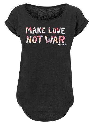 F4NT4STIC Long Cut T-Shirt WOODSTOCK Make Love Not War Floral in schwarz