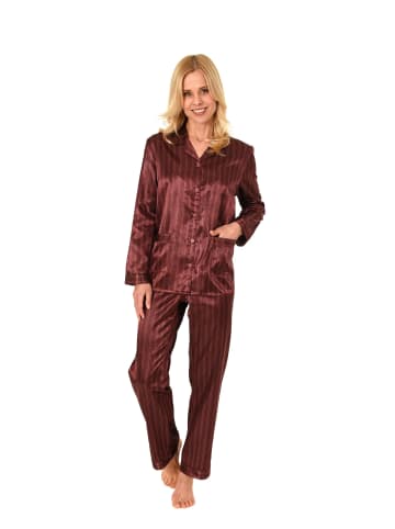 NORMANN Satin Pyjama Schlafanzug zum durchknöpfen - 41697 in anthrazit