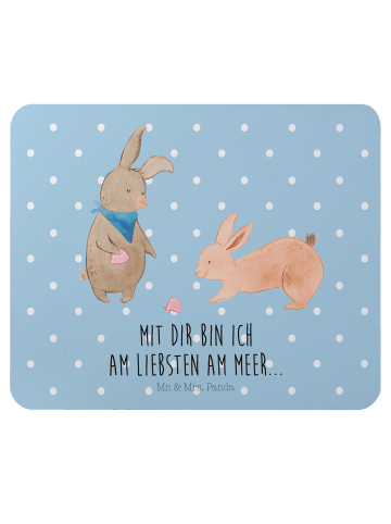 Mr. & Mrs. Panda Mauspad Hasen Muschel mit Spruch in Blau Pastell