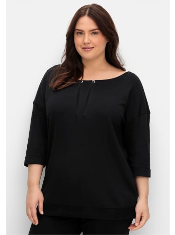 sheego Oversize-Shirt in schwarz