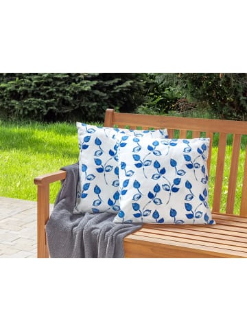 Beliani 2er-Set Gartenkissen TORBORA in Weiß/Blau