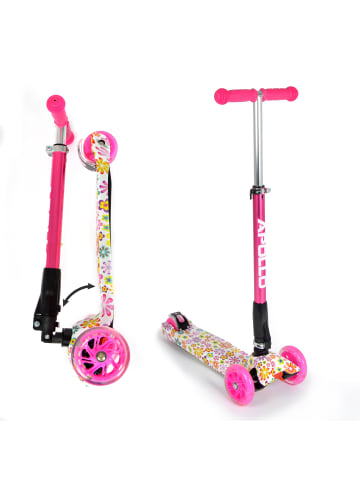 Apollo LED Kinderscooter " Kids Whiz Pink Flower " in mehrfarbig