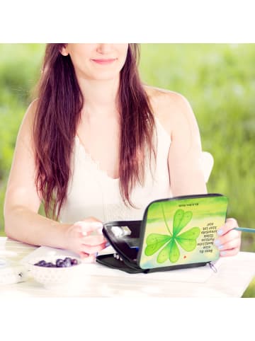 Mr. & Mrs. Panda Bleistiftetui Blume Kleeblatt Design mit Spruch in Weiß