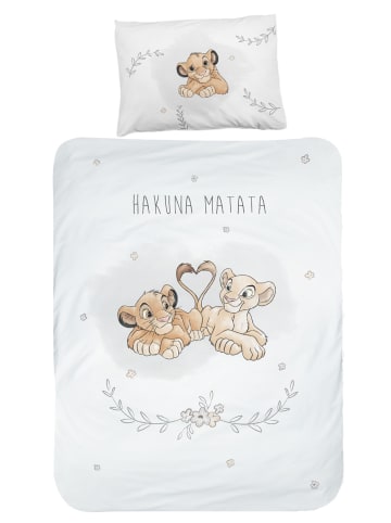 MTOnlinehandel Baby Bettwäsche-Set Biber/Flanell "Disney's König der Löwen" in Weiß