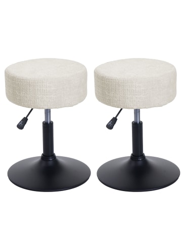 MCW 2er-Set Sitzhocker C22 Chenille, Creme-weiß