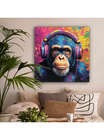 MuchoWow Leinwand Bilder Bunte Schimpanse