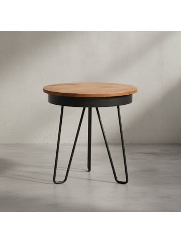 KADIMA DESIGN Beistelltisch | Sheesham/Metall, 43x45x43cm, Industrial