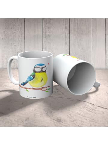 Mr. & Mrs. Panda Mehrwegbecher Vogel Blaumeise ohne Spruch in Weiß