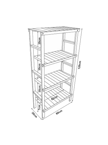 en.casa Badezimmerregal Kinnula in Braun (H)120cm (B)60cm (T)30cm