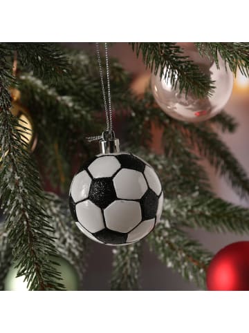 MARELIDA Weihnachtsbaumschmuck Fußball bruchfest Weihnachskugel in schwarz, weiß