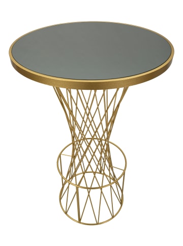 Mauro Ferretti Bartisch aus goldfarbenem Metall und Glas, ø 70 x 103 cm