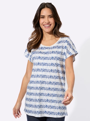 Sieh an! Freizeitshirt in ecru-royalblau-bedruckt