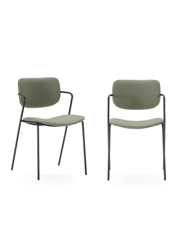 CALICOSY 2er-Set Stühle MAIKA in Grün - (W) 49 x (H) 48 x (L) 55 cm