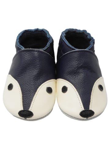 Yalion Leder-Krabbelschuhe "Fuchs" in Dunkelblau