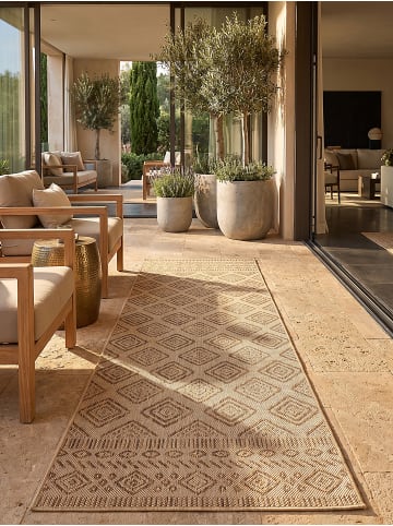 KADIMA DESIGN Outdoor-Teppich VIGOLENO Rauten Flachgewebe gekettelt in Beige-Braun
