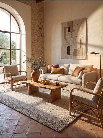 KADIMA DESIGN Kurzflor-Teppich fussbodenheizung-geeignet CALDER Zopfbordüre in Beige-Braun