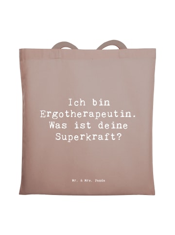 Mr. & Mrs. Panda Einkaufstasche Spruch Super Ergotherapeutin mit... in Braun Pastell