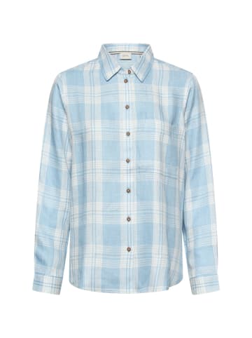 Camel Active Karierte Bluse mit Knopfleiste in Hellblau