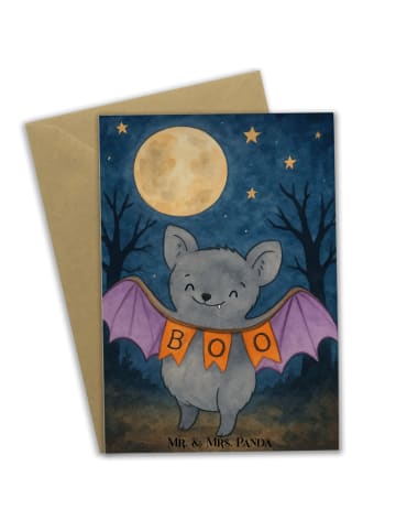 Mr. & Mrs. Panda neujahrskarte Fledermaus Boo Design ohne Spruch in Weiß