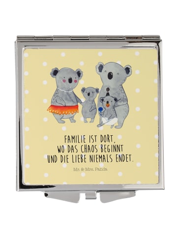 Mr. & Mrs. Panda Handtaschenspiegel quadratisch Koala Familie mi... in Gelb Pastell