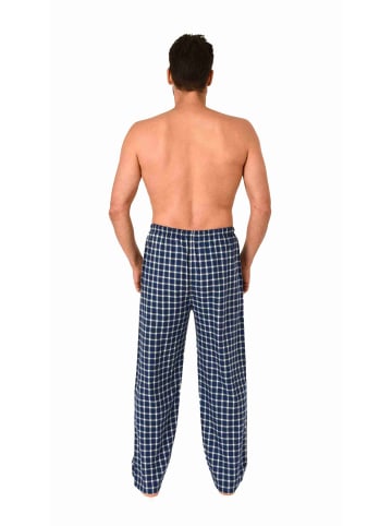 NORMANN Flanell Schlafanzug Pyjama Hose lang Karo Baumwolle - 70791 in marine
